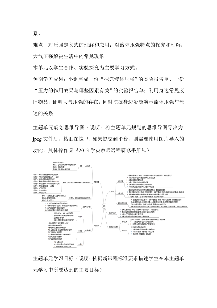 初中物理压强单元教学设计以及思维导图.doc_第2页