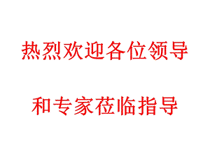 热烈欢迎各位领导和专家莅临指导.ppt