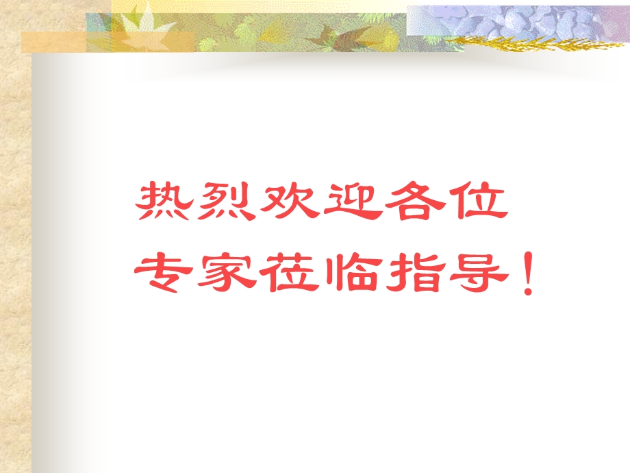 热烈欢迎各位专家莅临指导！课件.ppt_第1页