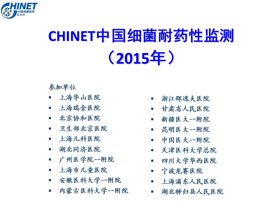 2015年CHINET中国细菌耐药性监测.ppt_第1页