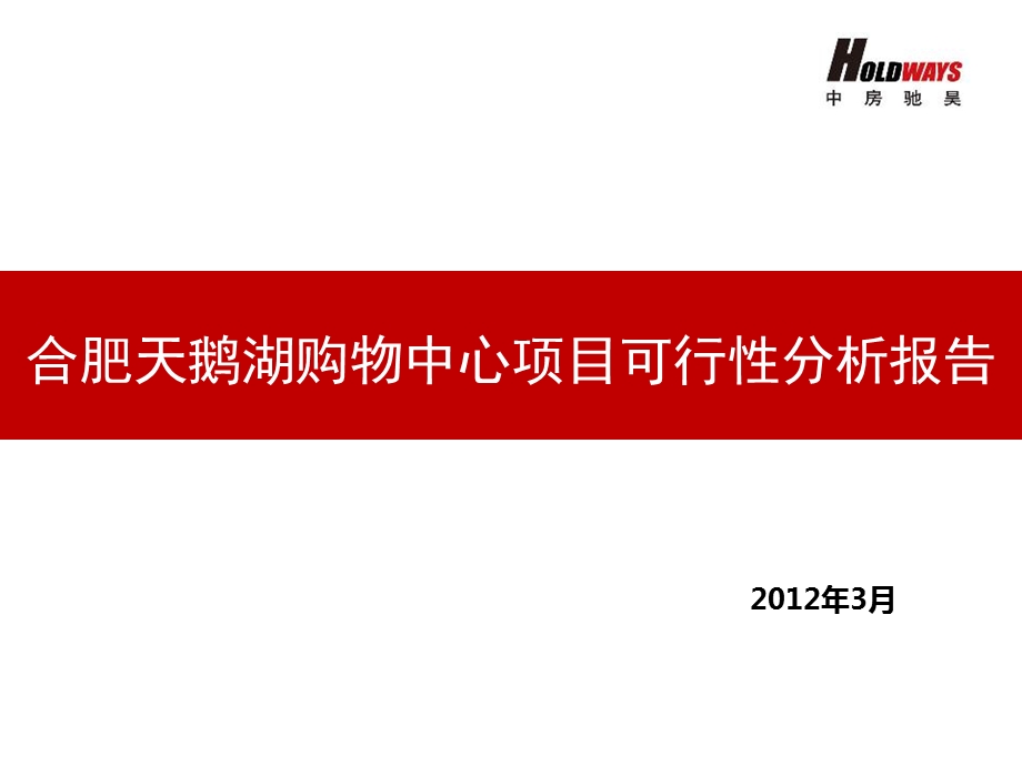 合肥天鹅湖购物中心项目可行性研究报告69P.ppt_第1页