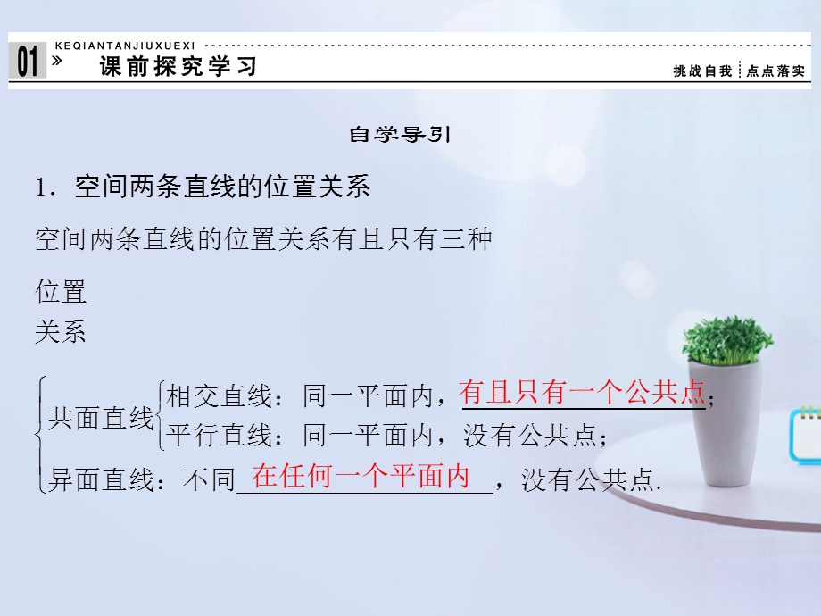 2014年新人教A版数学必修二2-1-2《空间点、直线、平面之间的位置关系》.ppt_第3页