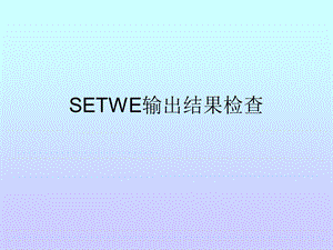 SETWE输出结果检查.ppt