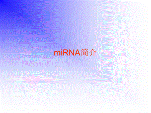 miRNA讲稿徐和学生用.ppt