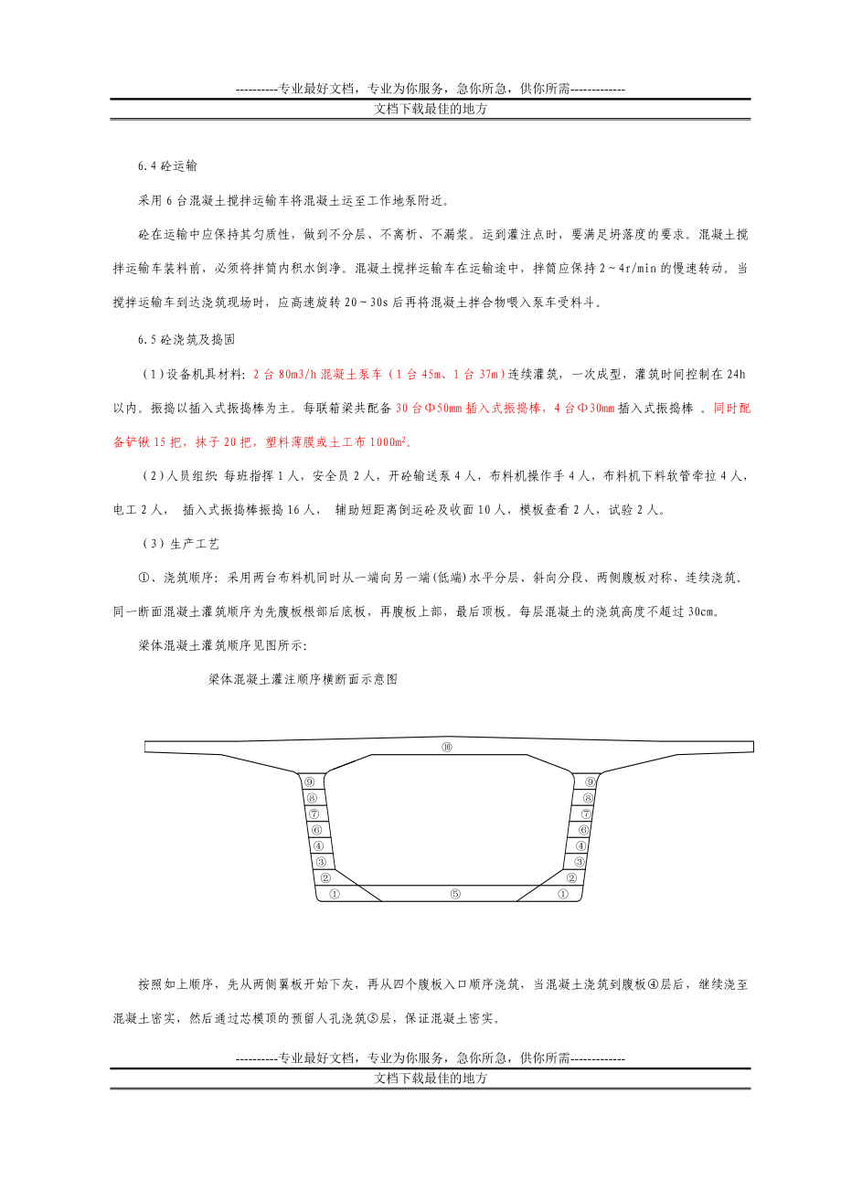 现浇箱梁混凝土浇注、振阳捣作业指导书.doc_第3页