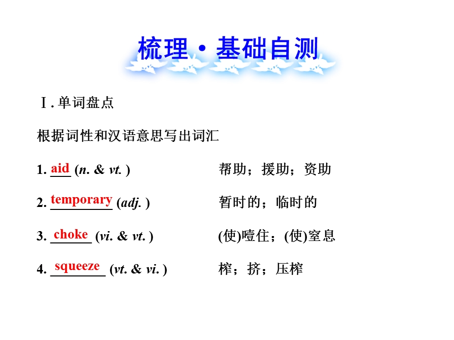 2014届高三人教版英语(浙江专版)总复习课件：必修5Unit5Firsta.ppt_第2页