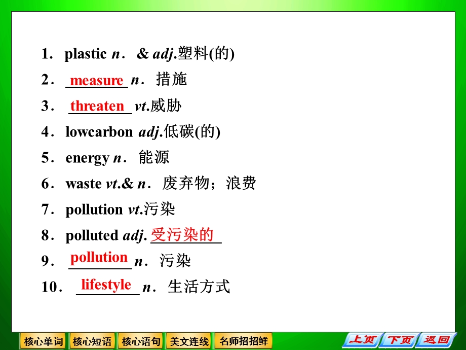 2013高三英语二轮复习主题36“记”：环境保护.ppt_第3页