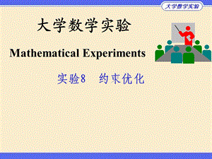 Exp08姜启源数学建模课件第八章约束优化.ppt