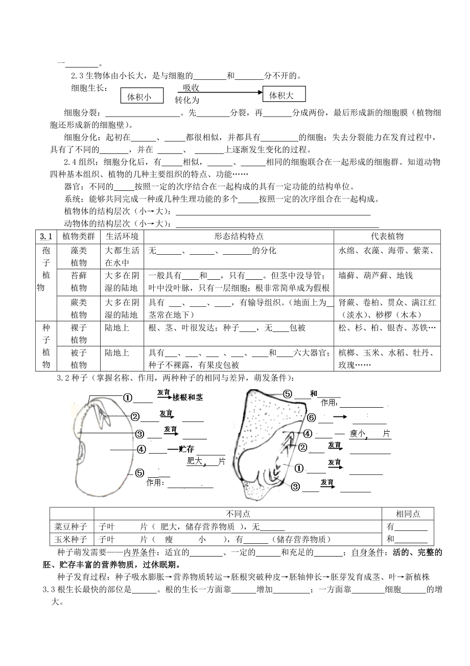 初中生物中考总复习重要知识点图表等人教版.doc_第3页