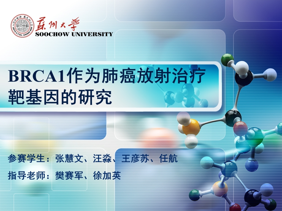 BRCA1作为肺癌放射治疗靶基因的研究.ppt_第1页