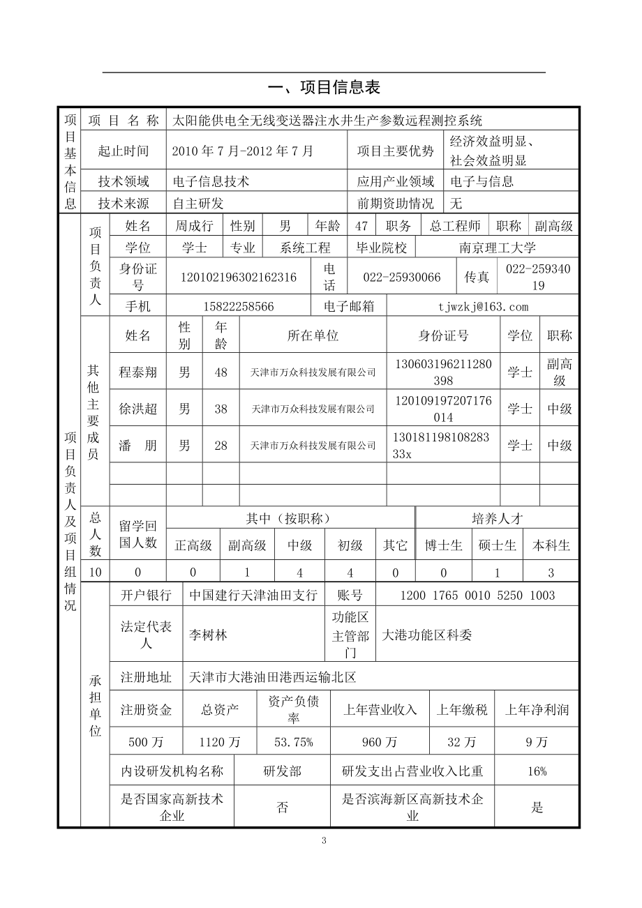 太阳能供电全无线变送器注水井生产参数远程测控系统高新技术企业培育资金项目申请.doc_第3页