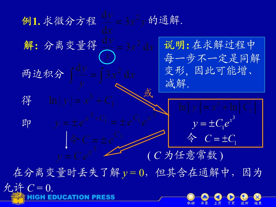 D82可分离变量方程和齐次方程.ppt_第3页