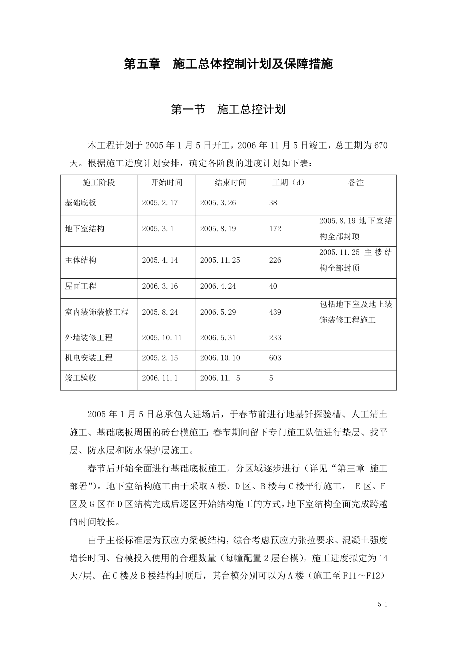 施工总体进度计划及义保障措施.doc_第1页