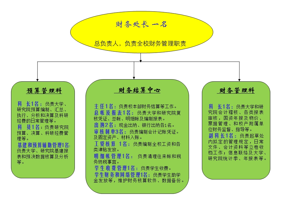 财务处长一名总负责人负责全校财务管理职责.ppt_第1页