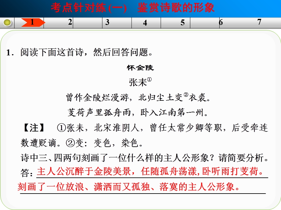 2014届高三语文一轮复习课件：古代诗歌鉴赏考点针对练一.ppt_第3页