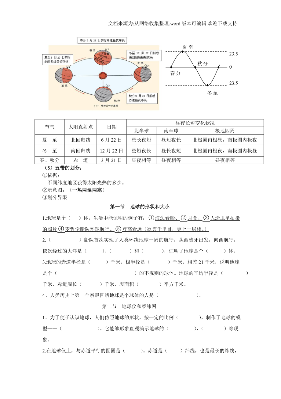 初中地理七年级上册知识点归纳全题汇总.doc_第2页