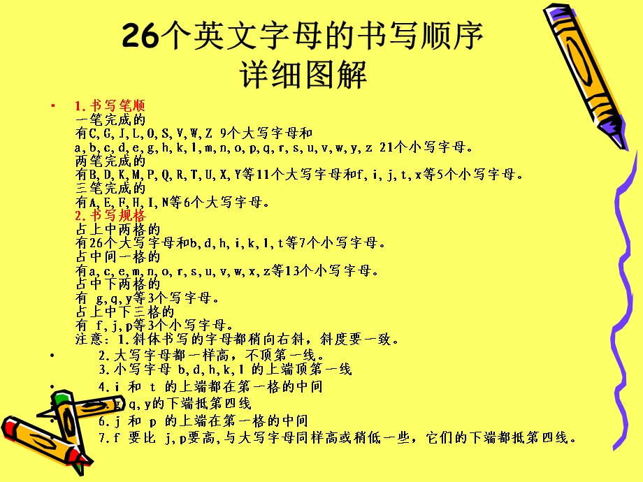 26个英文字母笔顺及占格要求.ppt_第2页