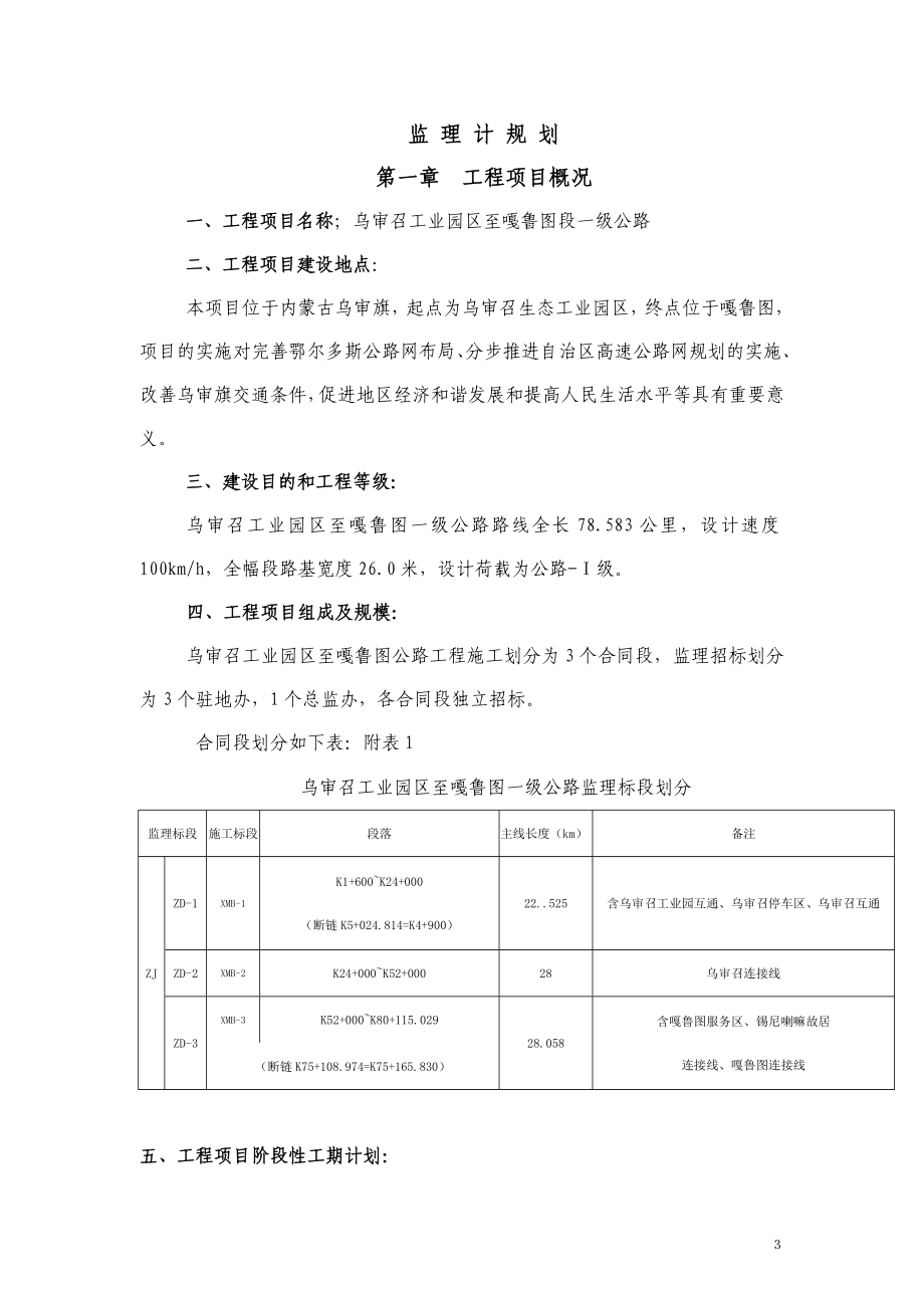 乌审召生态工业园区至嘎鲁图一级公路工程监理规都划.草稿.doc_第3页