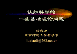 认知科学的一些基础理论问题.ppt