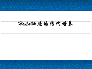 Hela细胞的传代培养.ppt