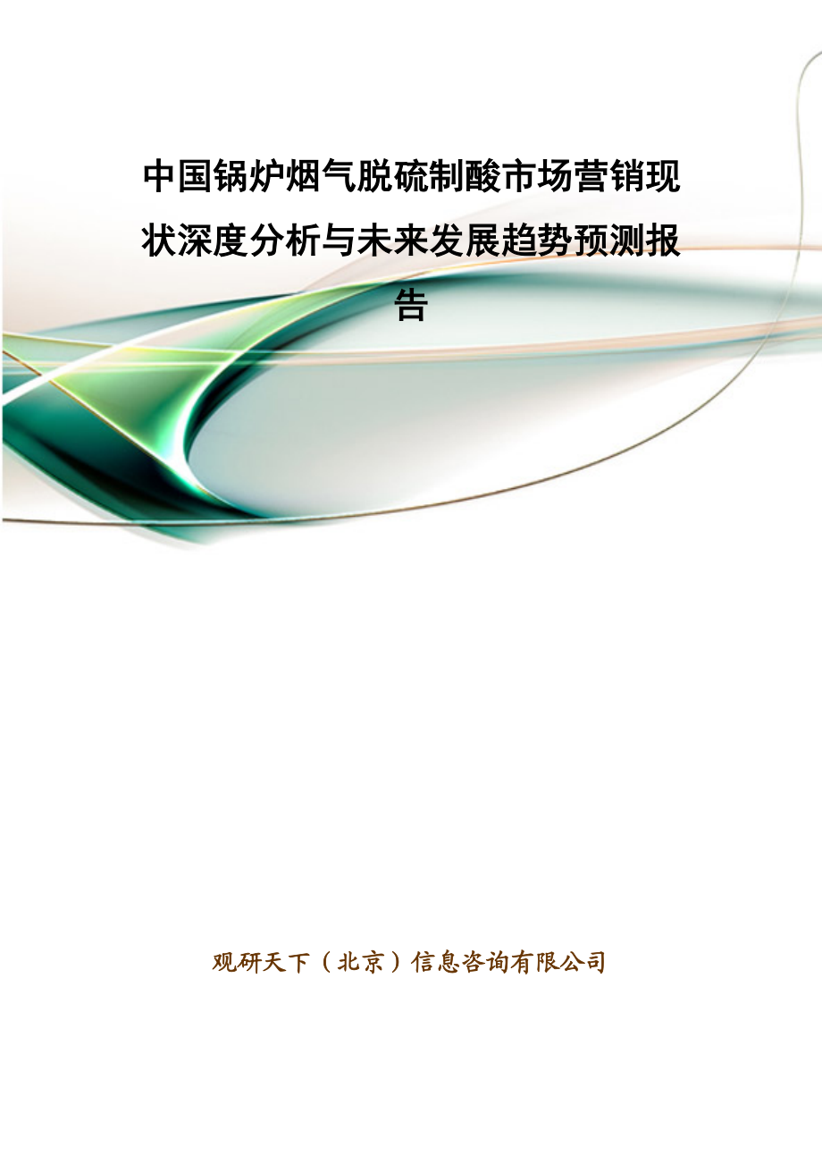 中国锅炉烟气脱硫制酸市场营销现状深度分析与未来发展趋势预测报告.doc_第1页