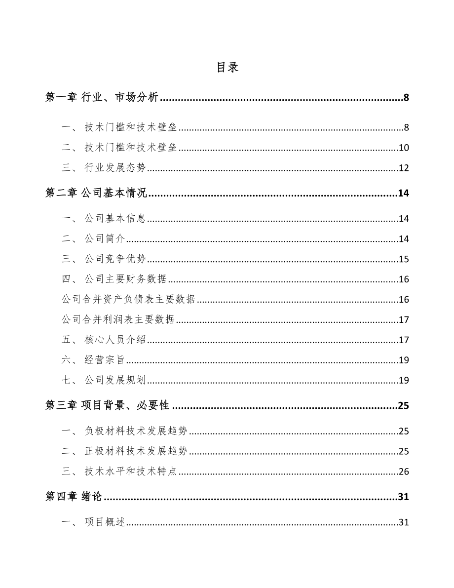 北京锂电材料项目可行性研究报告.docx_第1页