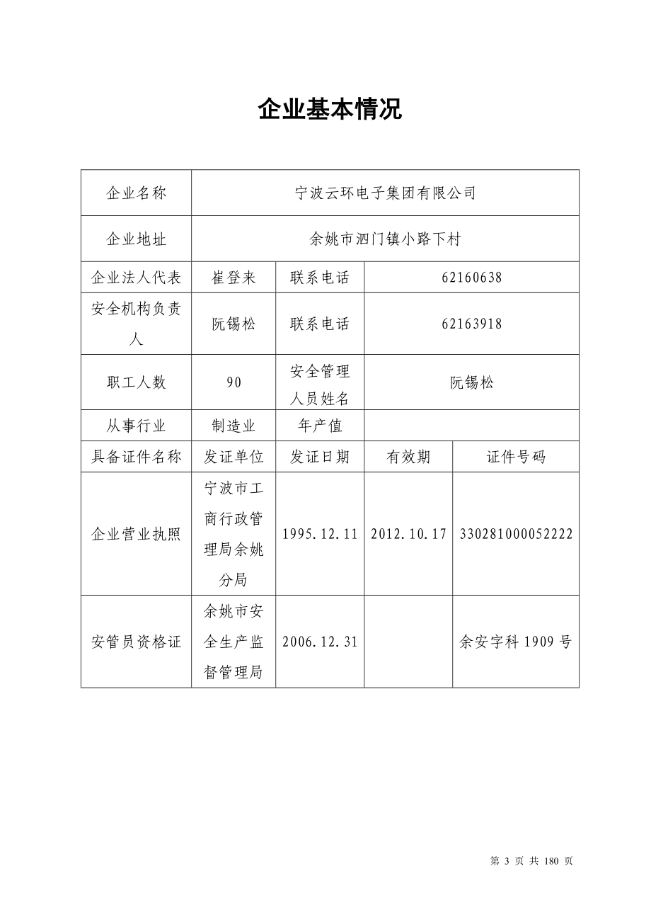 宁波云环电子集团有限公司安全生产台帐台帐之一安全生产责任制DOC 180页.doc_第3页