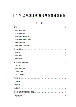 产万吨钠米碳酸钙可行性研究报告.doc