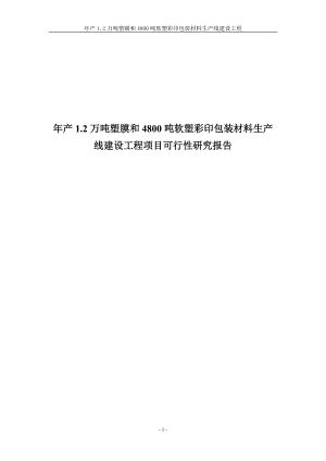 年产1.2万吨塑膜和4800吨软塑彩印包装材料生产线建设工程项目可行性研究报告.doc