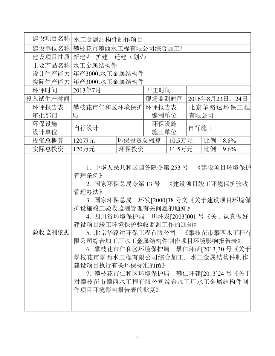 水工金属结构件制作攀枝花市仁和区南山循环经济发展区橄榄坪环评报告.doc_第3页