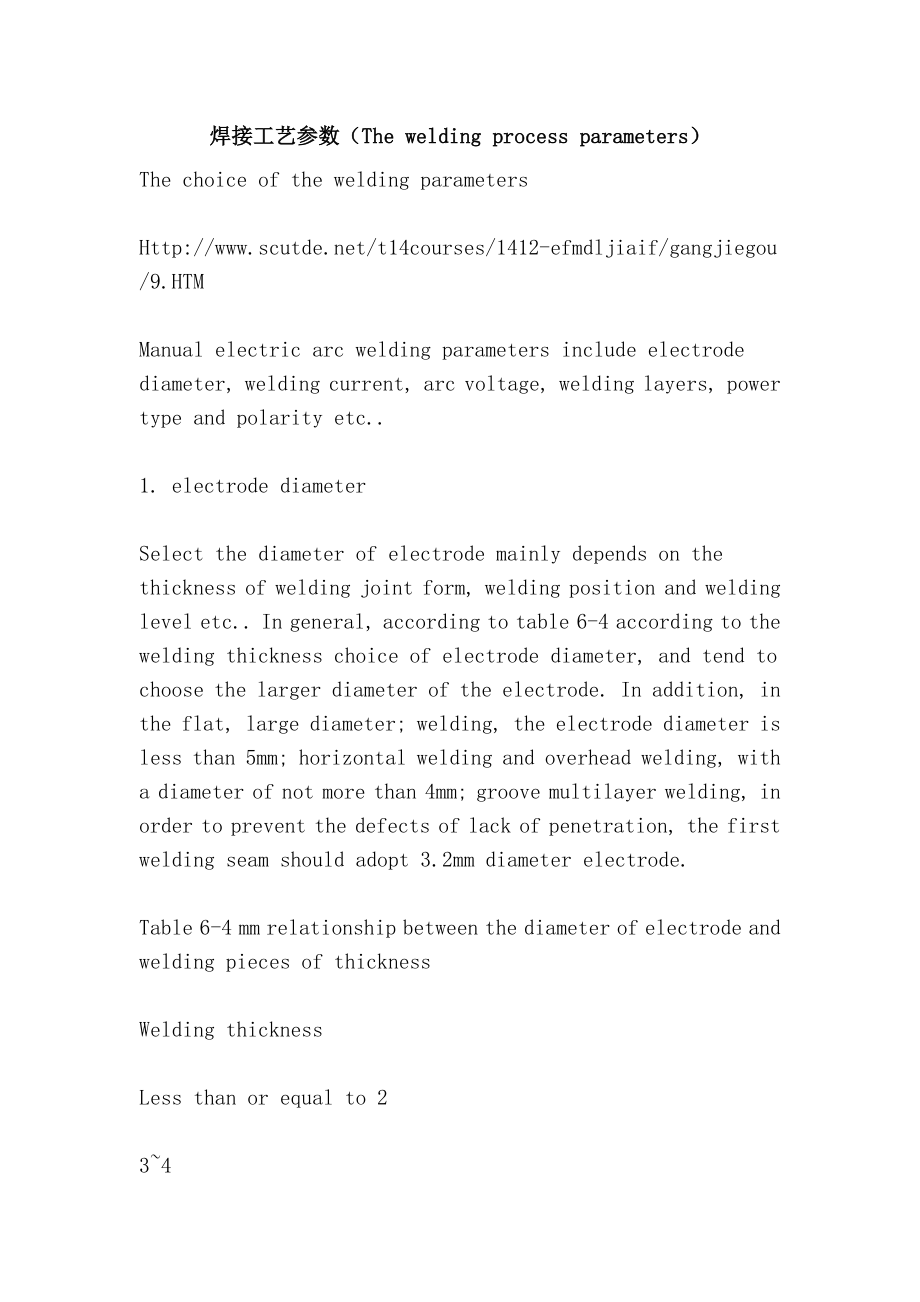 焊接工艺参数The welding process parameters.doc_第1页