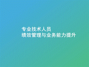 专业技术人员绩效管理与业务能力提升(200页).ppt