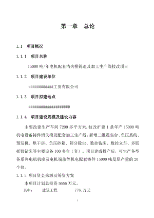 年产1.5万吨电机铸件消失模铸造替代粘土砂铸造及加工生产线扩能技改项目实施方案.doc