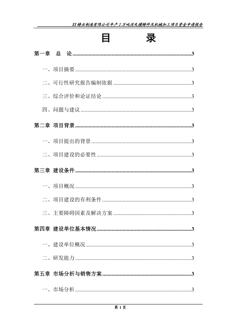 年产2万吨消失模铸件及机械加工项目资金申请报告代可行性研究报告.doc_第2页