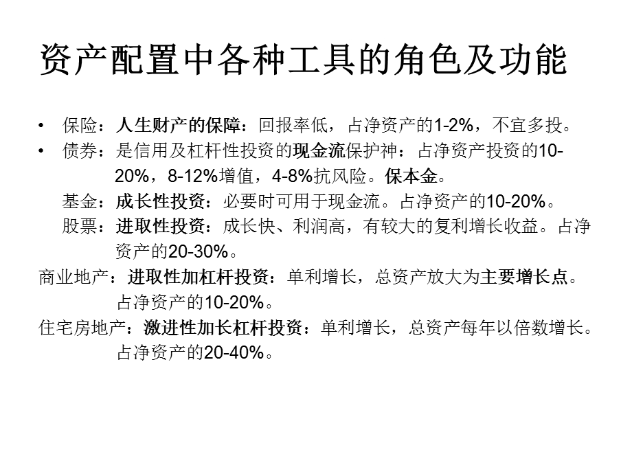 资产配置中各种工具的角色及功能.ppt_第1页