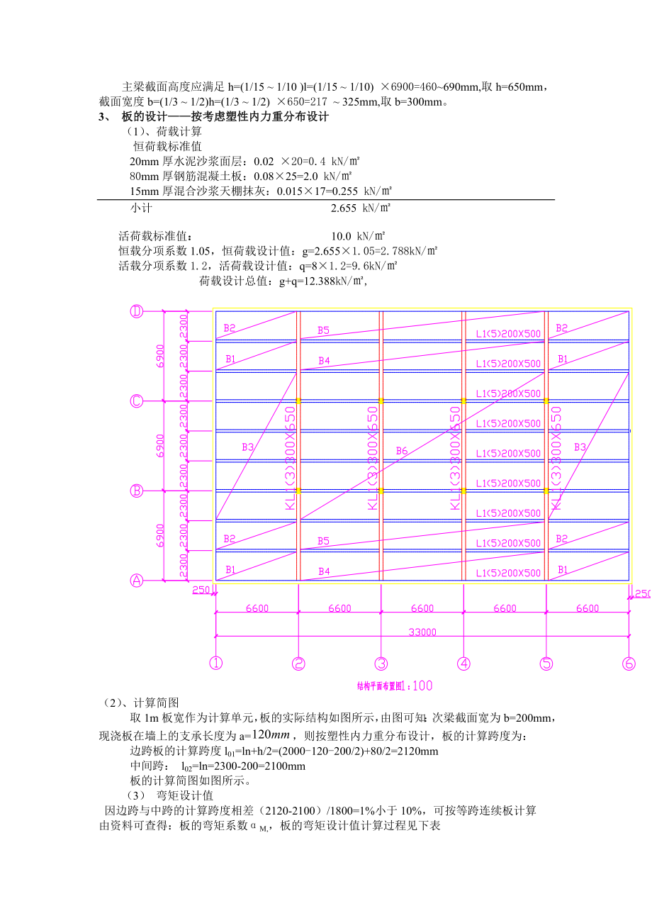 水工钢筋混凝土结构学课程设计现浇单向板肋梁楼盖设计全套图纸.doc_第3页