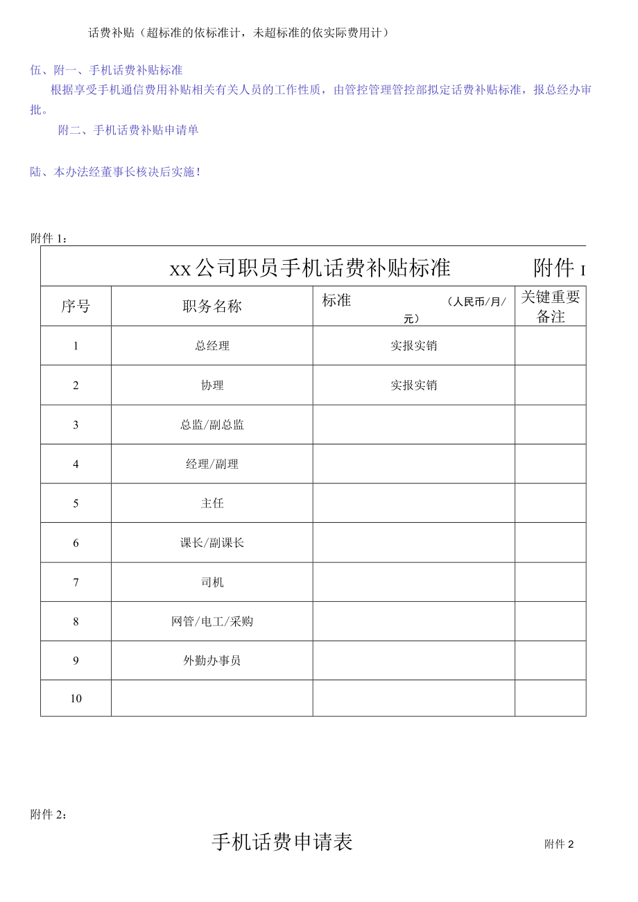 办公文档范本手机补贴标准管理办法.docx_第2页