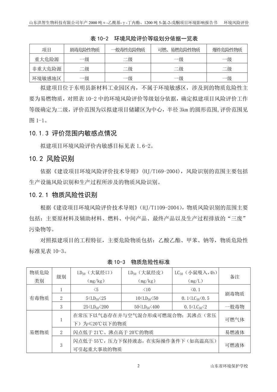 年产2000吨α乙酰基γ丁内酯、1200吨5氯2戊酮项目第10章环境风险评价改环评报告.doc_第2页