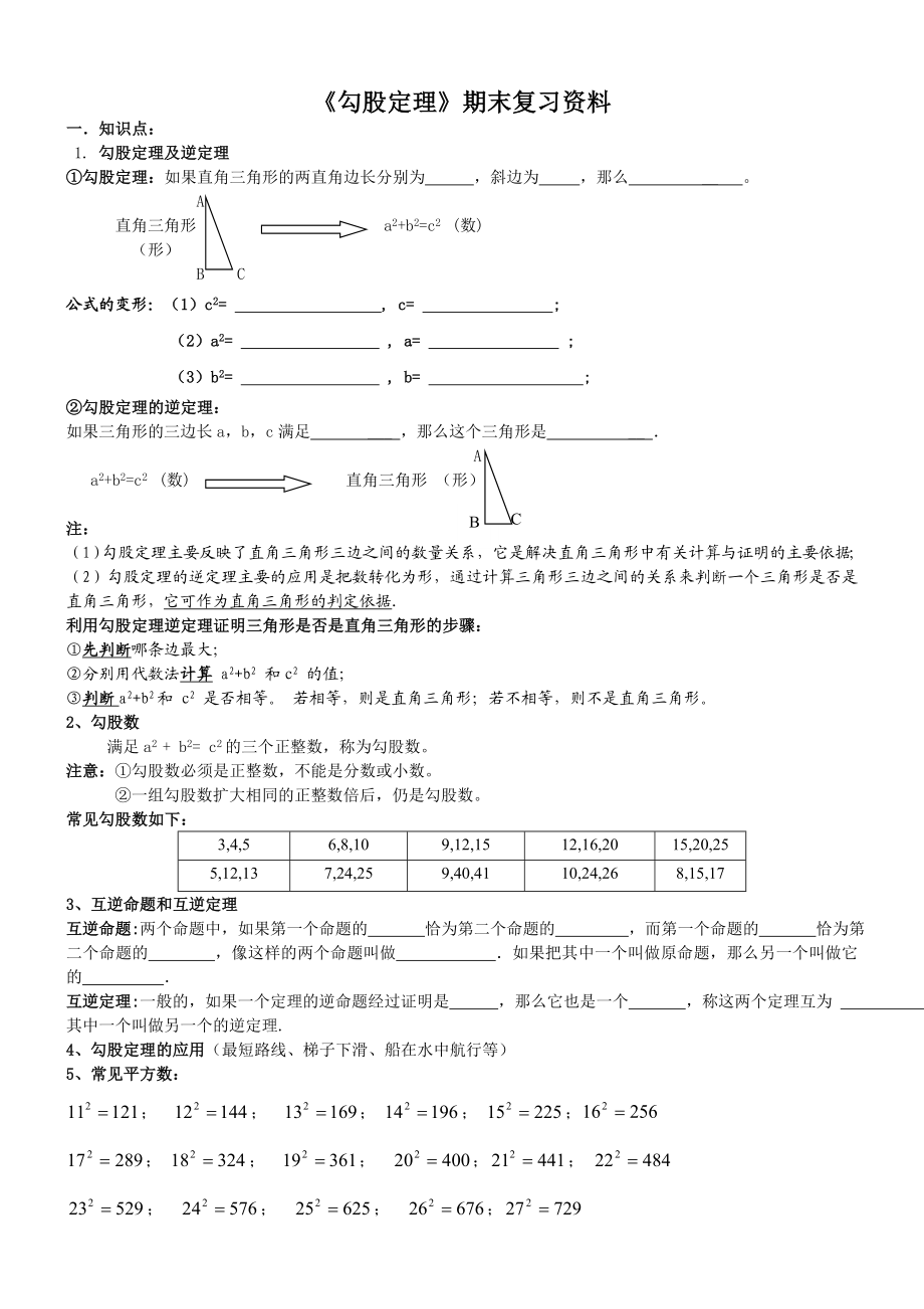 勾股定理复习资料.doc_第1页