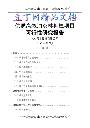 优质高效油茶林种植项目可行研究报告.doc