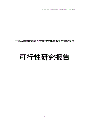 千里马物流配送城乡专线社会化服务平台建设项目可行研究报告赤峰市.doc