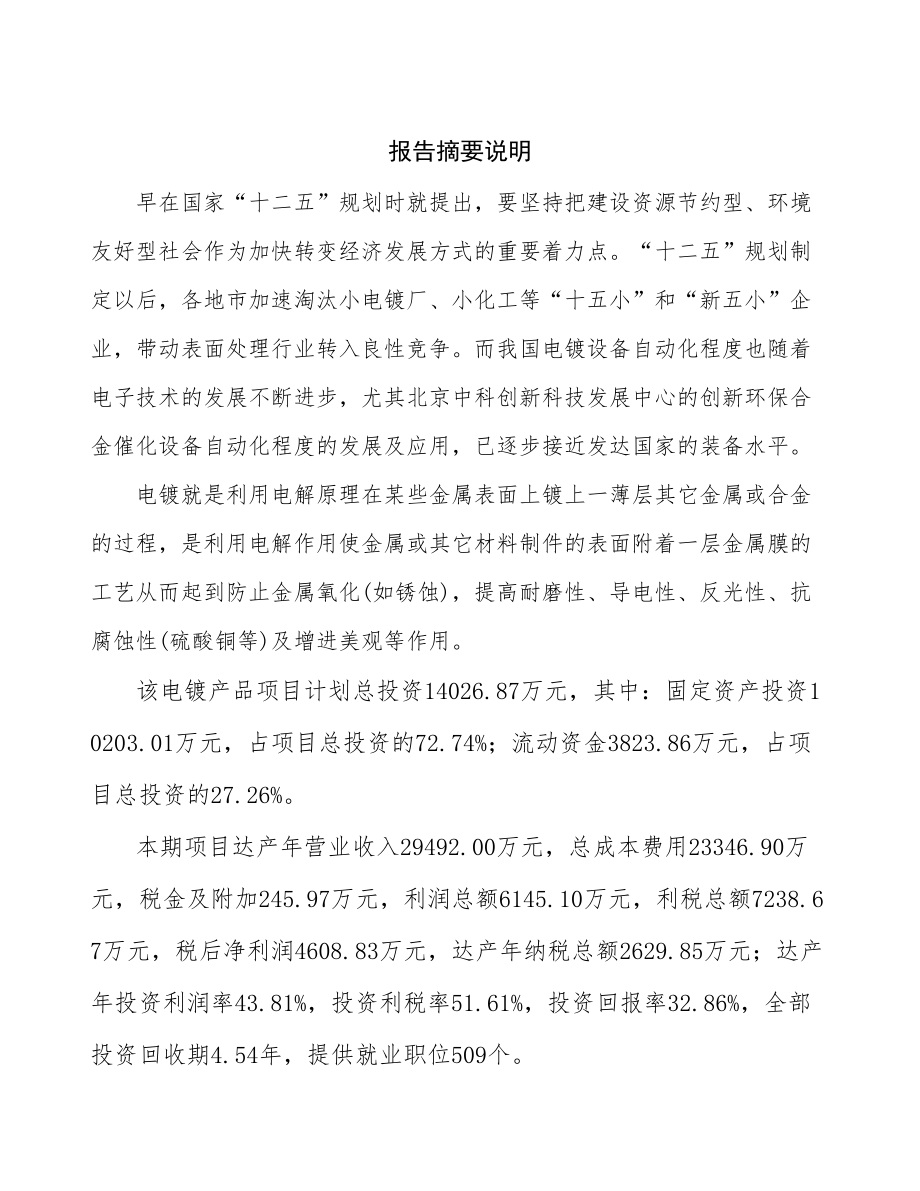 北京电镀产品生产线项目可行性研究报告.docx_第2页