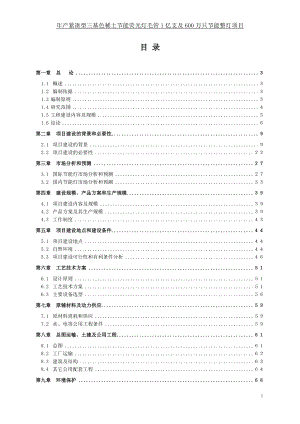 年产紧凑型三基色稀土节能荧光灯毛管1亿支及600万只节能整灯项目可行性研究报告财务表.doc