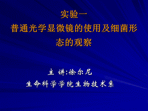 实验一、普通光学显微镜的使用及细菌形态的观察.ppt