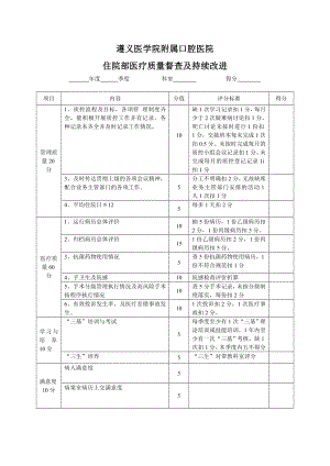 医疗质量督导检查表.doc