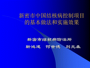 新密市中国结核病控制项目实施一年效果.ppt