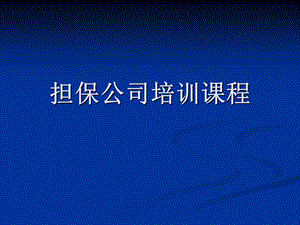 《担保公司培训课程》PPT课件.ppt