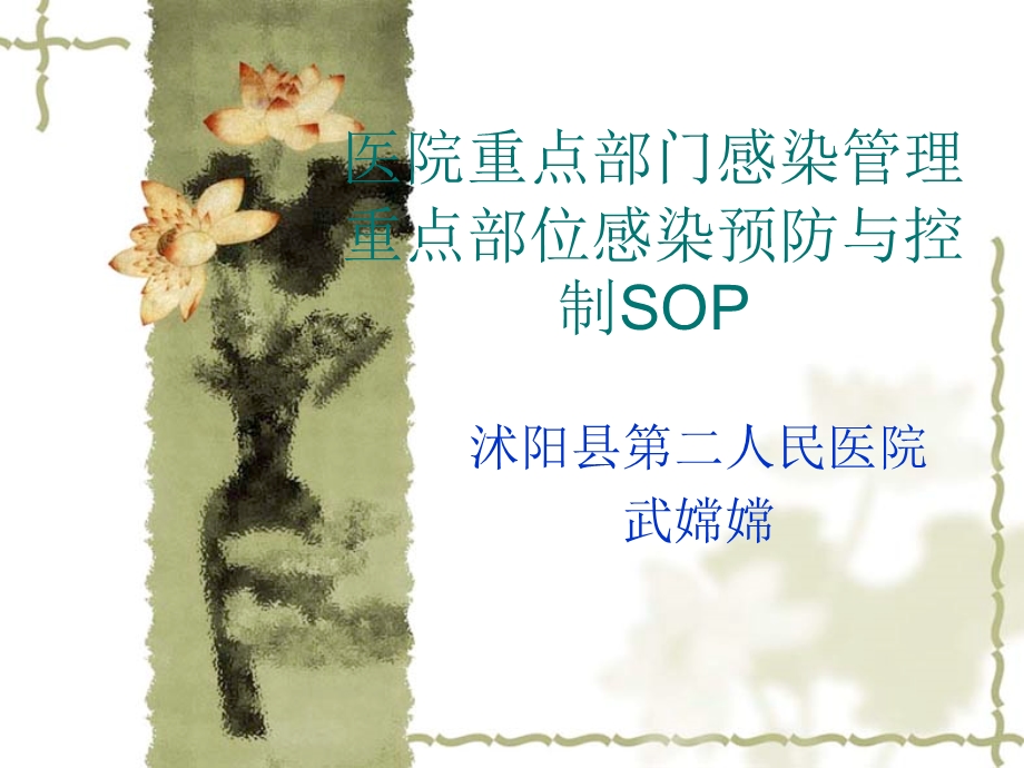 医院重点部门感染管理重点部位预防与控制SOP.ppt_第1页