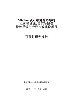 施工组织5000km碳纤维复合芯导线及扩径导线、集束导线等特种导线项目可行性研究报告1150整理初稿.doc