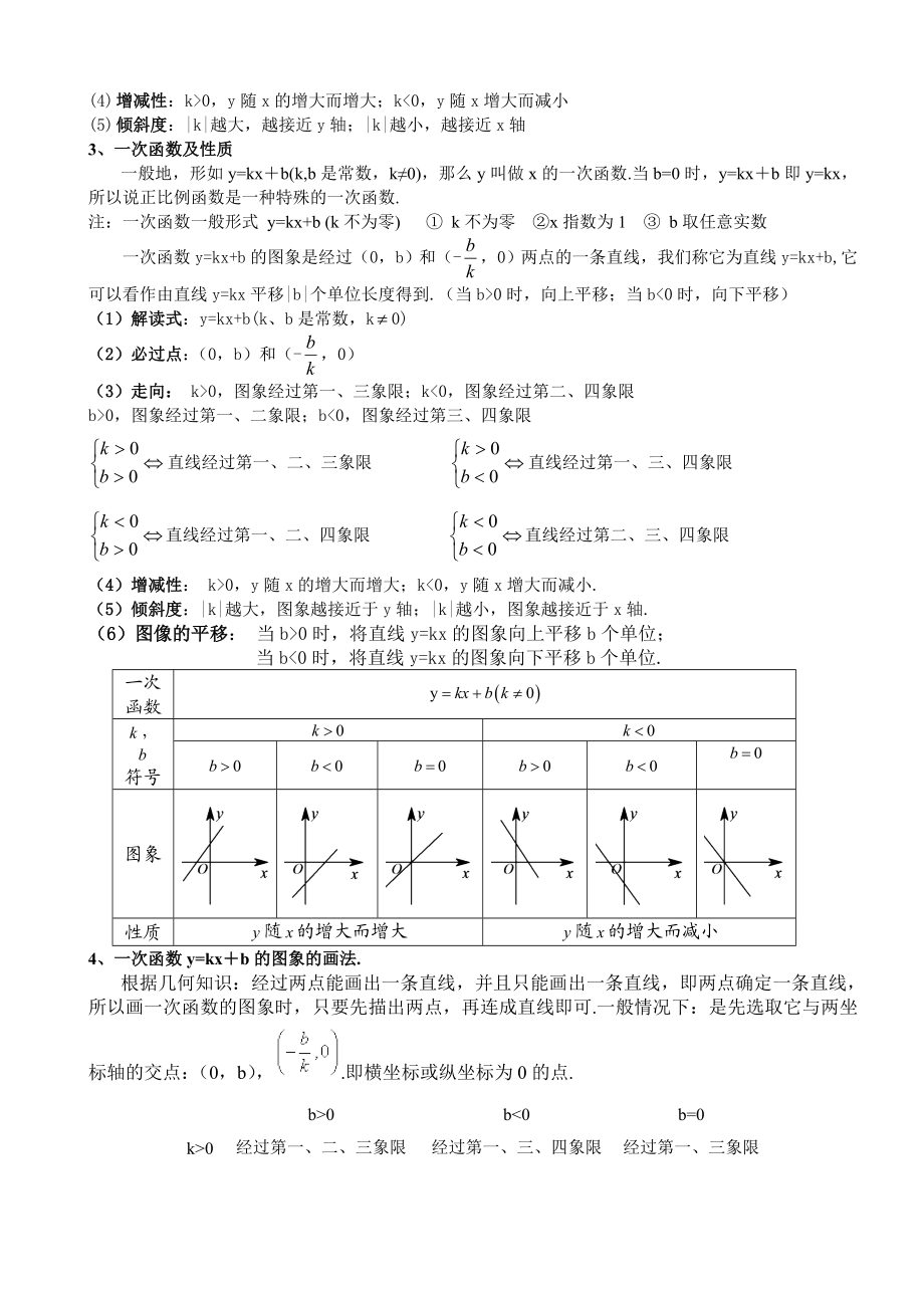 北师大版初二数学上册一次函数知识点总结与基础例题.doc_第2页